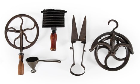 Early American Primitive Wrought Iron Farming Tools