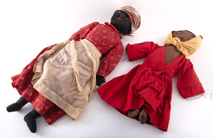 Two Vintage Black Americana Handmade Dolls