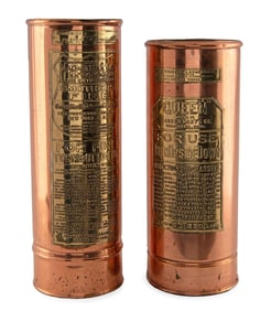 Two Antique Copper and Brass Fire Extinguishers