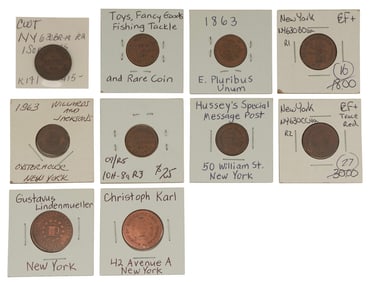 Various New York Regional Civil War Era Tokens