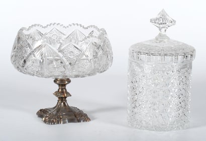 Brilliant Cut Glass Compote and Jar