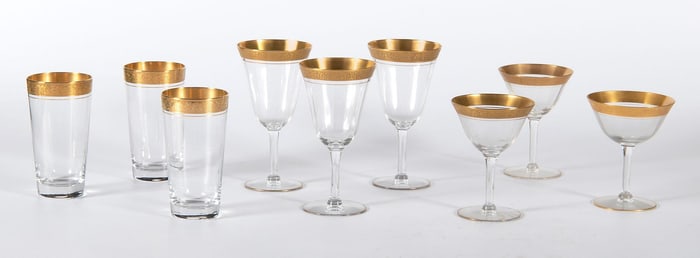 Glastonbury Lotus Gold Rimmed Stemware