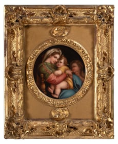 Italian Grand Tour Porcelain Plaque of Madonna Della Seggiola