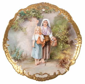 Large Hand Painted Limoges Porcelain Charger (1 of 2)