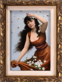 German Heubach Lichte Hand Painted Porcelain Plaque