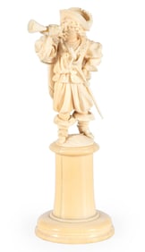 Very Fine Carved Dieppe  Trumpeting Cavalier Sculpture