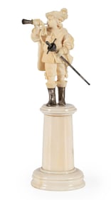 Very Fine Dieppe Carved Figure of a Trumpeting Cavalier