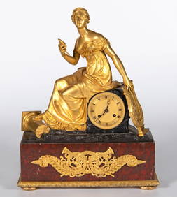 A Very Fine Early 19th Century Ormolu Clock of Madame de Stael (1 of 3)