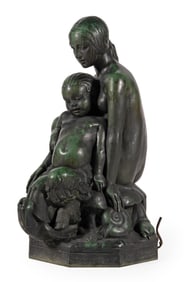 Bronze Sculpture of Mother and Child Fountain Manner of Edward Berge