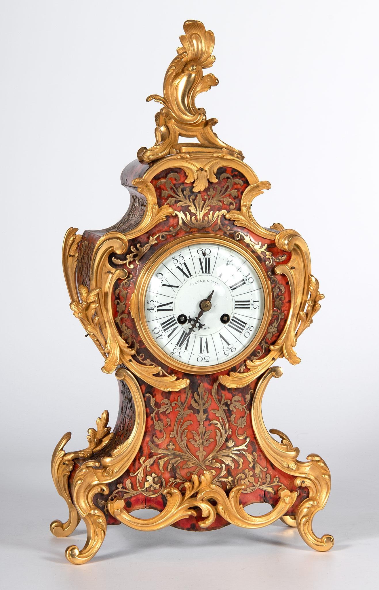 French Tortoise Shell Boulle & Ormolu Mantle Clock (1 of 3)