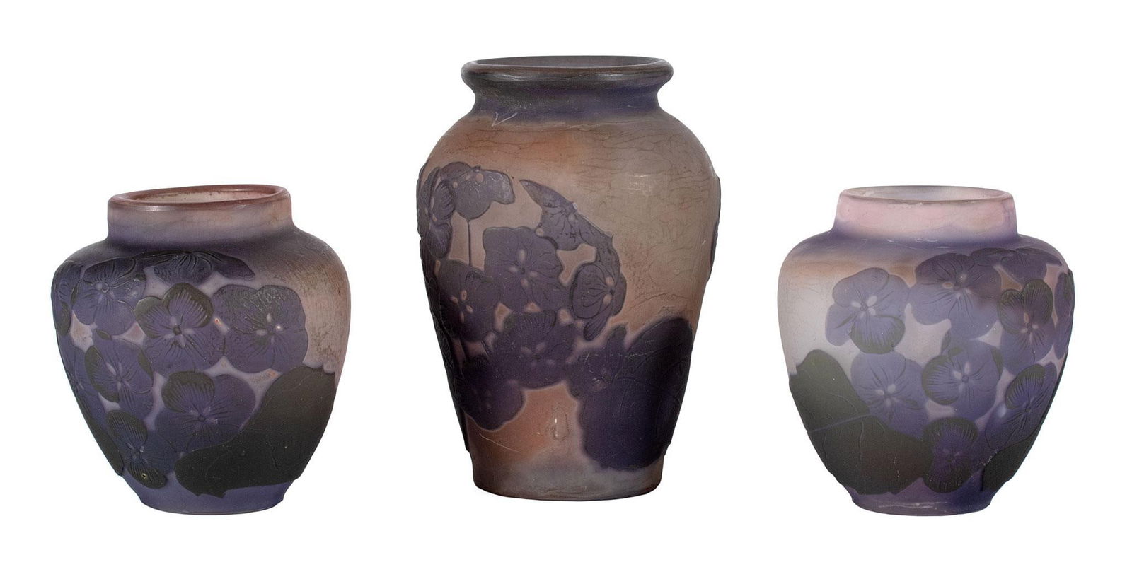 Emile Galle (1846-1904) Multi Layered Hydragea Vases (1 of 4)