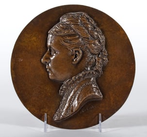 Bronze Plaque Bust of A Woman by H. Godin (1883-1958)
