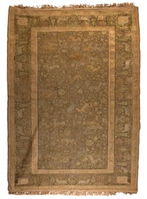 Turkish Mercerized Cotton and Silver Pictorial Area Rug