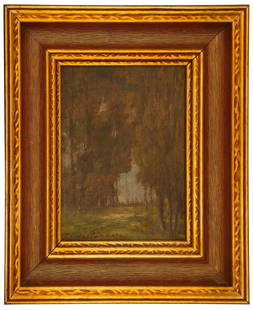 Thomas Jefferson Willison (American, 1864-1940) Oil Landscape: Spring Time Oil on Board Signed l.l. 7.75 x 5.5 (sight) 13 x 10.75 inches (frame) Overall good condition. Notes on verso of painting having been cleaned in 1955 with artist and title.