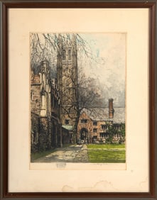 Luigi Kasimir (Austrian, 1881-1962) Colored Etching of Princeton