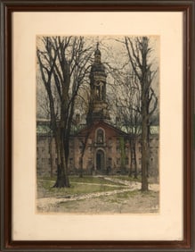 Luigi Kasimir (Austrian, 1881-1962) Colored Etching of Princeton