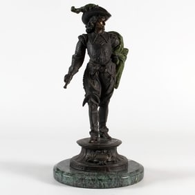 A French Figural Cold Painted Bronze Sculpture of a Cavalier