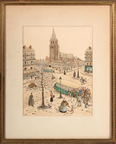 Oscar Fabres Watercolor Street Scene (Chilean, 1894-1960) Group of Two