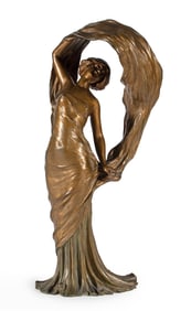 Lucien Alliot (French, 1877-1956) Patinated Metal Figural Lamp