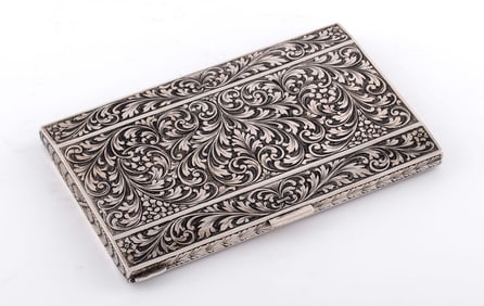 Acanthus Leaf Decorated 800 Silver Cigarette Case