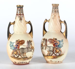 Pair of RW Royal Rudolstadt Greek Vases