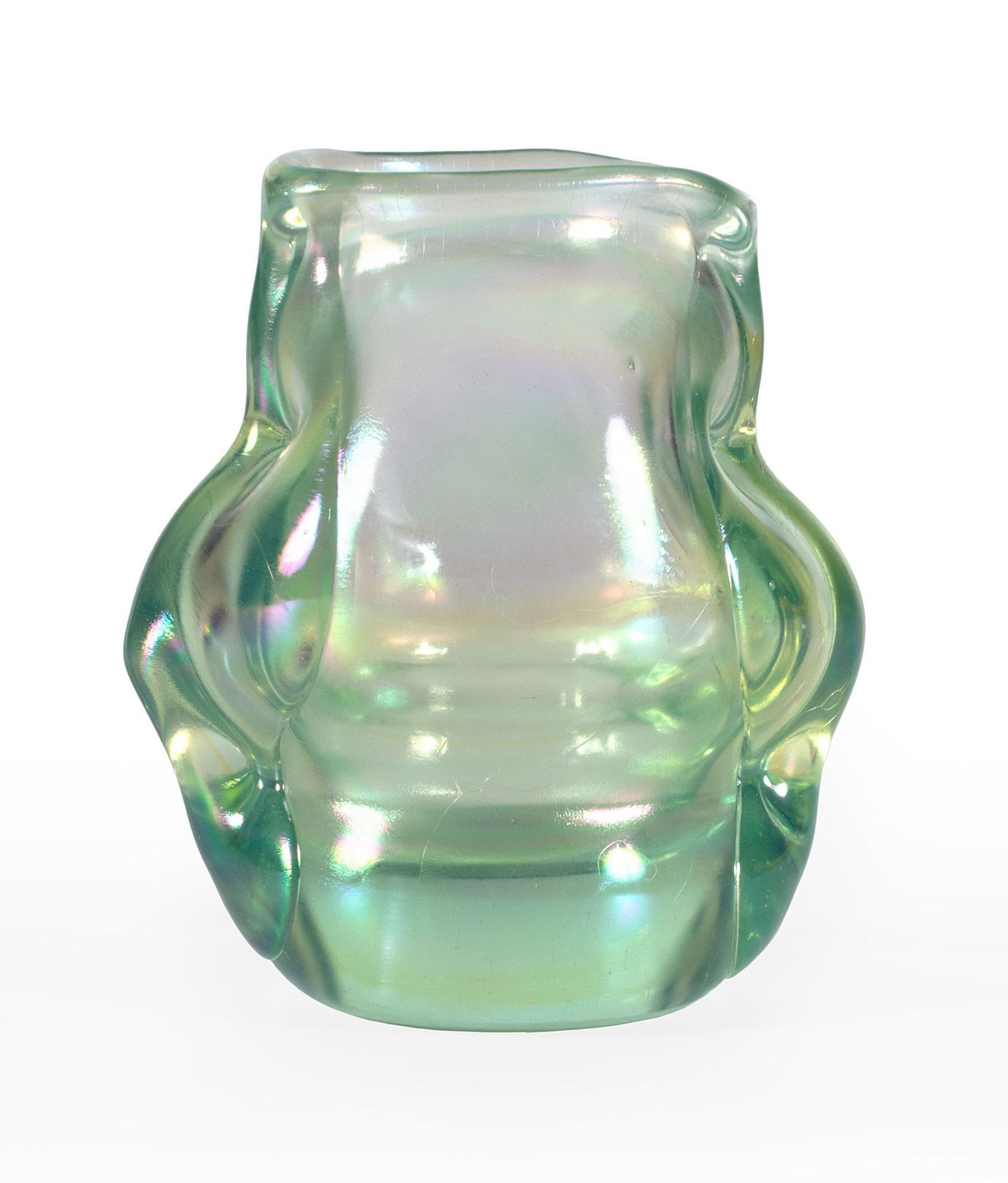 Dominick Labino (American, 1910-1987) Art Glass Vase: American, 20th century. An art glass vase by Dominick Labino, singed and dated 1967 on base; ht. 4, wd. 3.75, dp. 2.75 inches. Overall good condition.