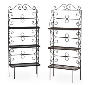 Antique Pair of French Style Wrought Iron Bakers Racks