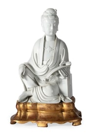 Chinese Dehua Seated Figure of Guanyin by Su Xuejin (1869-1919)