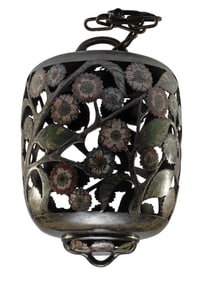 19th Century Chinese Bronze Champleve Ceiling Lantern