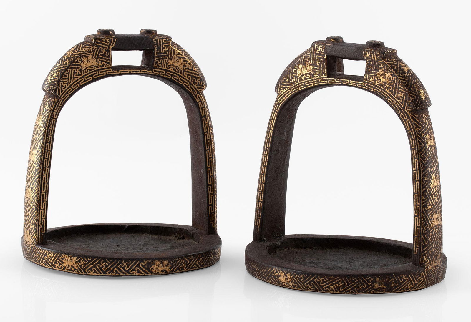 A Pair of Chinese Wrought Iron and Gilded Stirrups (1 of 2)