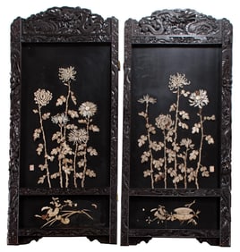 Japanese Meiji Period Shibayama Screen