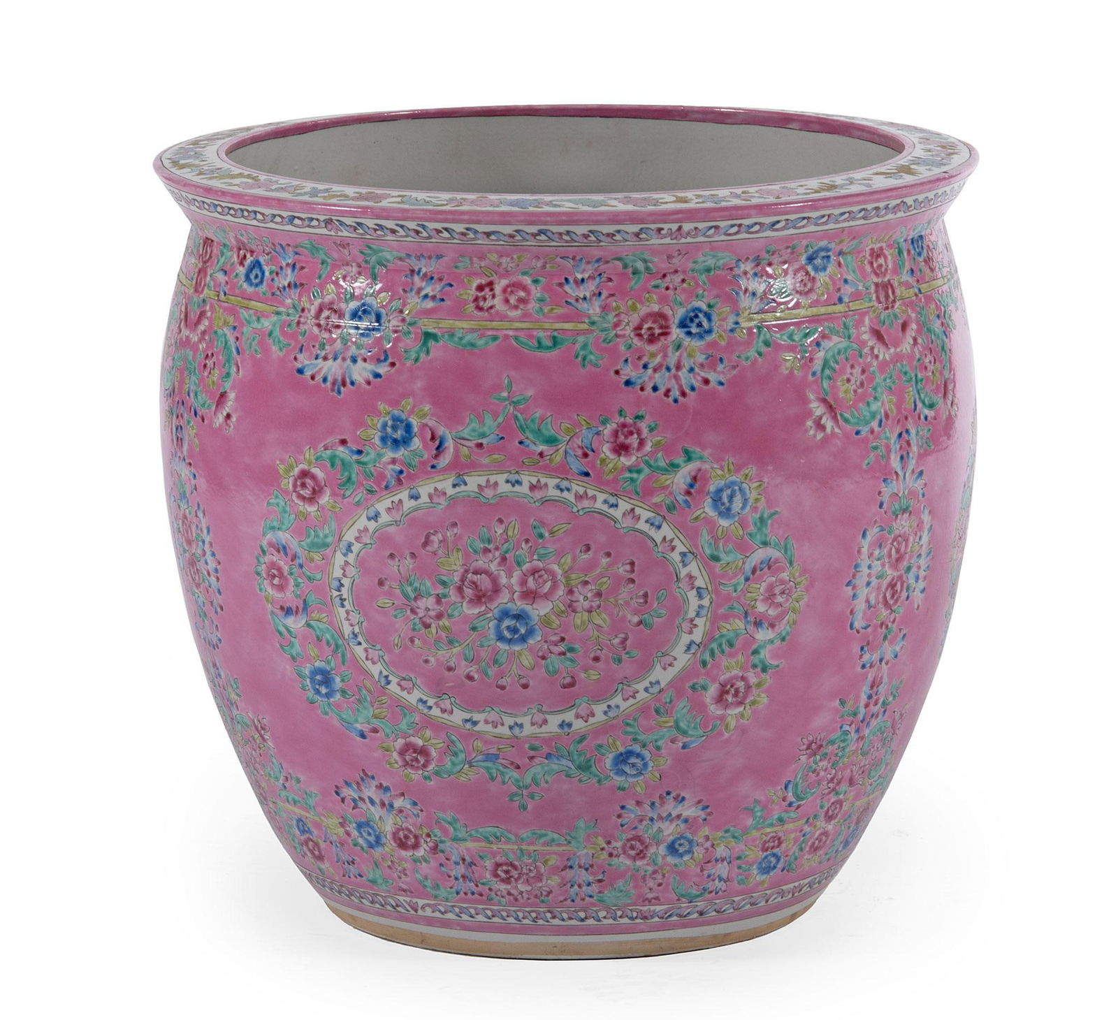 Large Chinese Porcelain Planter with Koi Fish Interior (1 of 2)