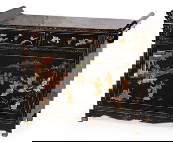 A Chinese Lacquered and Hardstone Sever