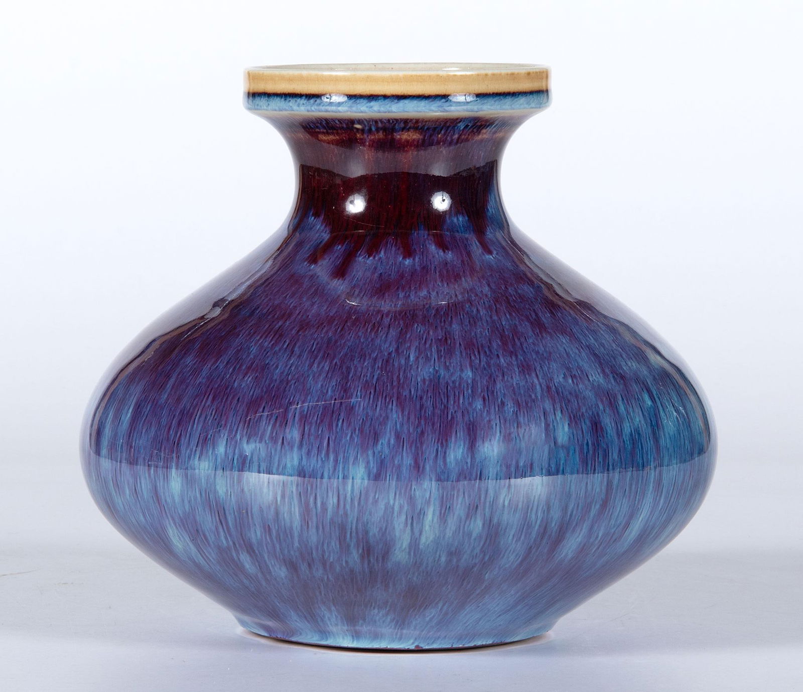 A Chinese 20th Century Blue and Red Flambe Vase (1 of 4)
