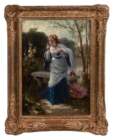 Henry Mosler (American, 1841-1920) Oil Portrait on Board