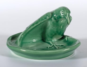 Rookwood Pottery Green Glaze Rook Tray