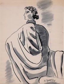 Figural Watercolor by Edgar Yeager (Michigan/French, 1904-1997)