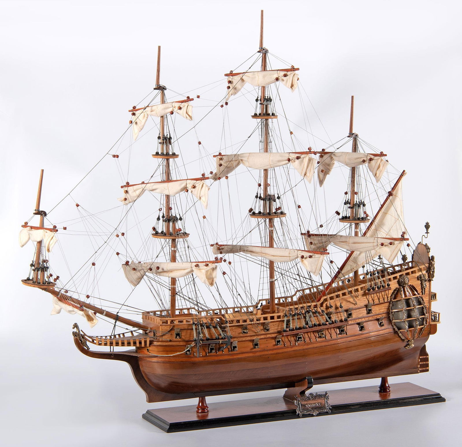 British Fairfax Scale Model Ship: British Fairfax scale model ship; ht. 31, wd. 32, dp. 7 inches. Overall good condition, no breaks or repairs.