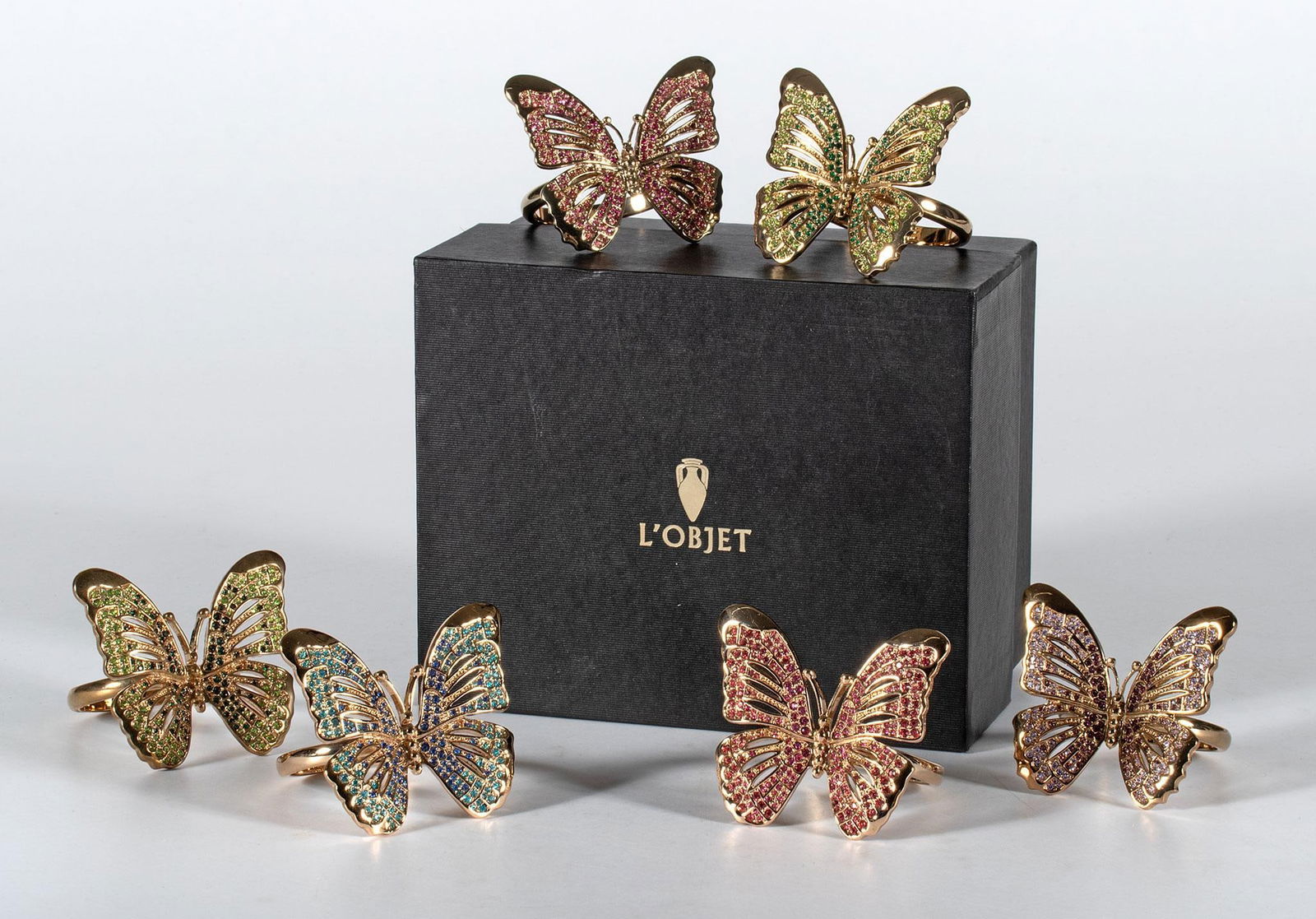 L'Objet Multicolor Jeweled Butterfly Napkin Rings (1 of 2)