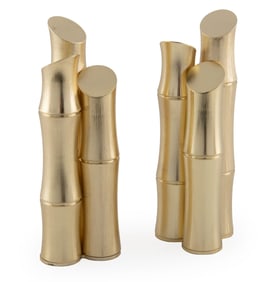 L'Objet 24K Gold Plated Bamboo Book Ends