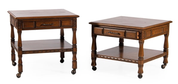 A Pair of Romweber Viking Oak Large Side Tabels