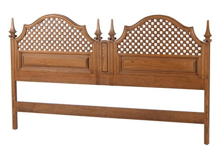 Romweber Viking Oak Bedroom Suite: American, 20th century. A Viking Oak bedroom suite by Romweber of Cincinnati, Ohio, having a double dresser, two octagonal side tables and a single wardrobe that has two elaborately panel carved cupbo
