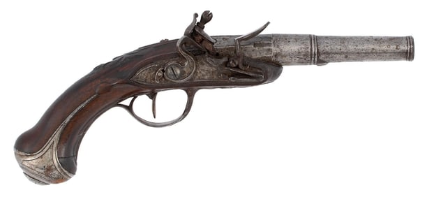 Early Queen Ann Screw Barrel Flintlock Pistol