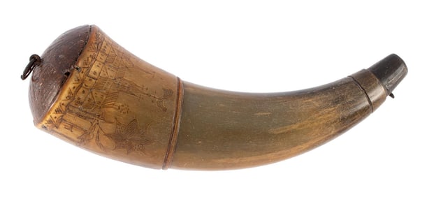 French And Indian War Engraved Powder Horn