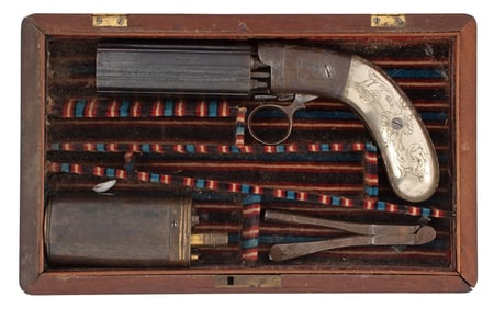 Cased Blunt & Symmes Percussion Pepperbox