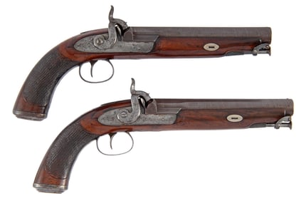 Pair Of English Fullstock Percussion Pistols