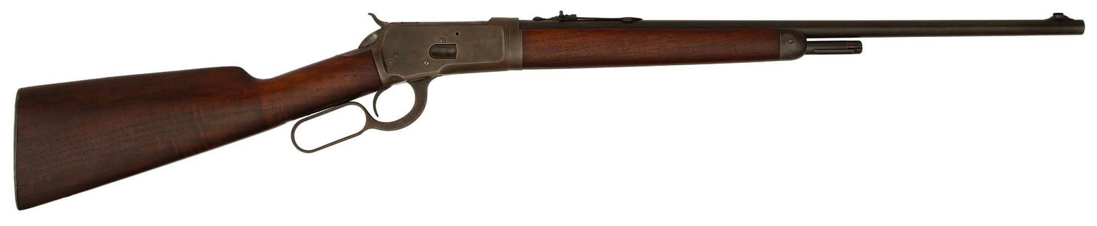 **Winchester Model 53 Takedown Rifle: 25-20 caliber, 22" round barrel length with half magazine tube, S/N 7141. Left side of the barrel marked Winchester next to model next to caliber markings. Right side of the barrel marked address. Upp