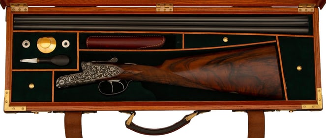 *An Excellent Italian Cased Deep Relief Engraved Ferlib 28 Gauge Side Plated Anson & Deeley