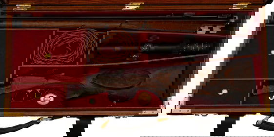 **Elephant Skin Cased Engraved Single Shot Rifle By Jos Hambrusch Ferlach