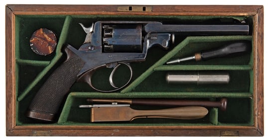 Cased English Percussion Tranter Revolver With H.Holland Agent Markings